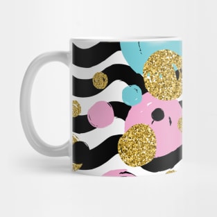 Black Waves and Blue Pink Gold Dots Mug